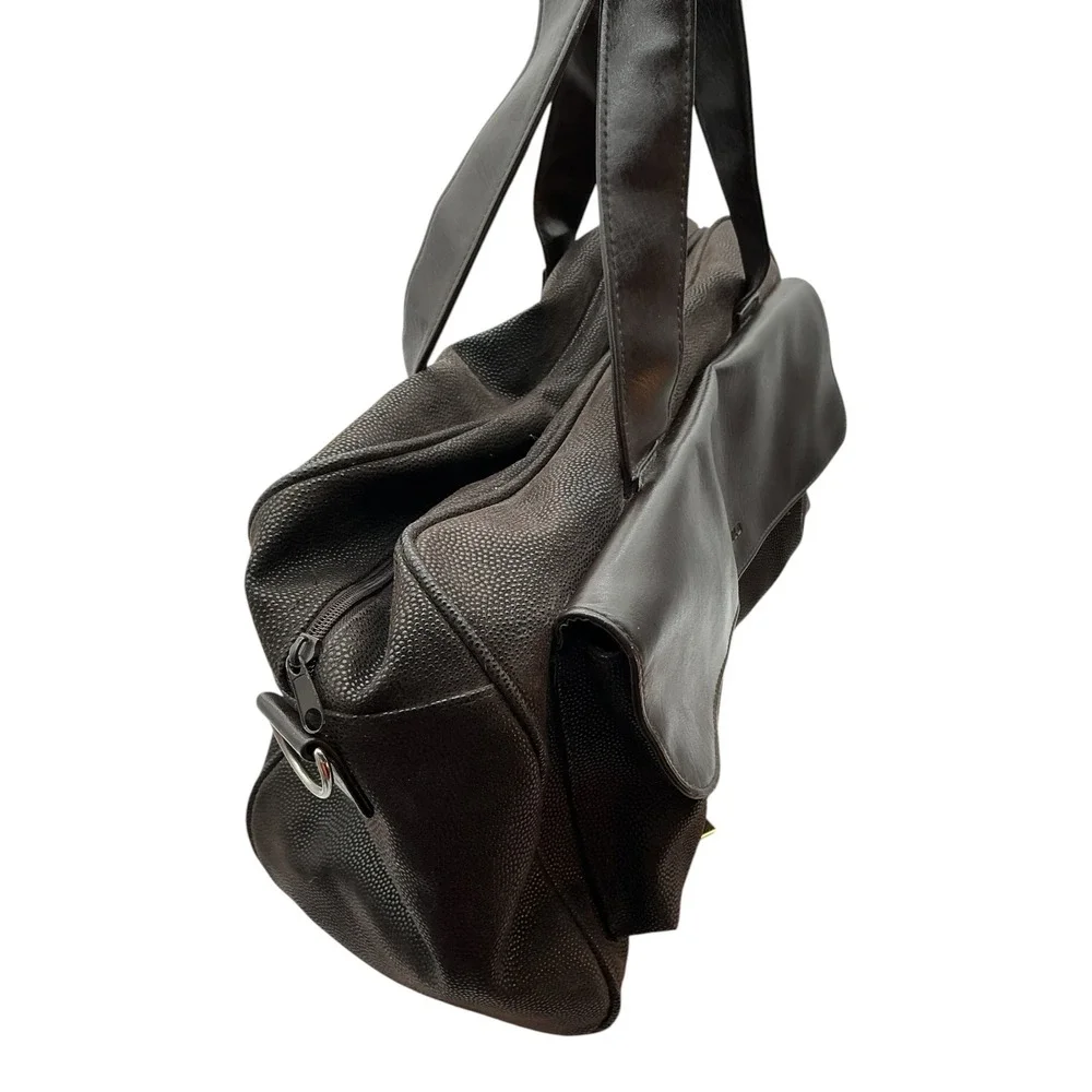 Lagerfeld‎ Mens Brown Textured Pebble Duffel Bag Weekend Travel Carry On